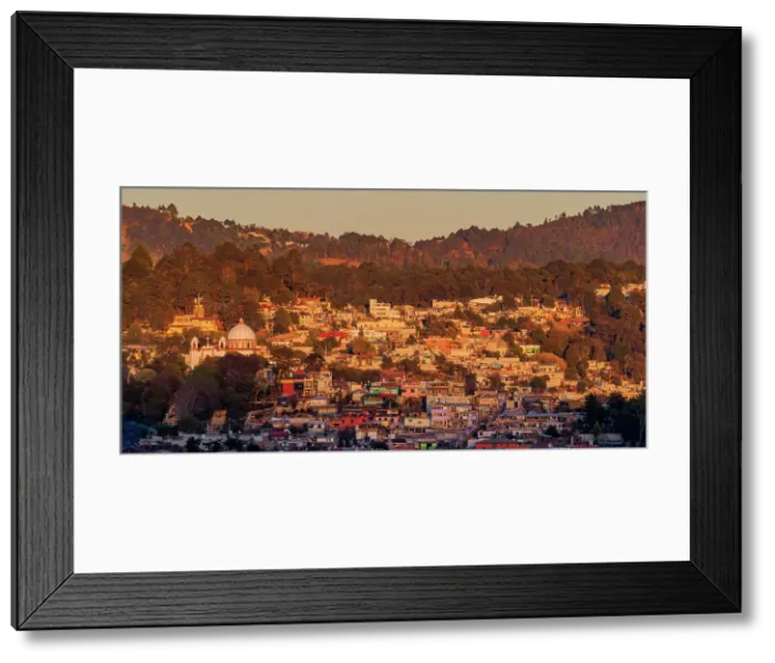 Framed Print : View towards the Nuestra Senora de Guadalupe Church at sunset, San Cristobal de las Casas, Chiapas State, Mexico