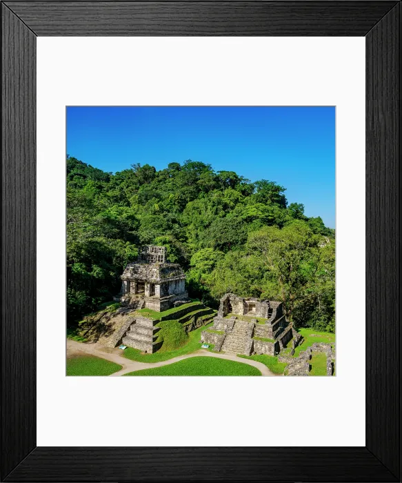 Framed Print : Temple of the Sun and Temple XIV, elevated view, Palenque Archaeological Site, Palenque, Chiapas State, Mexico Framed Print : Temple of the Sun and Temple XIV, elevated view, Palenque Archaeological Site, Palenque, Chiapas State, Mexico