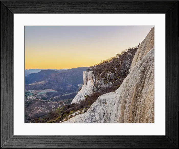 Framed Print : Petrified Waterfall at dusk, elevated view, Hierve el Agua, San Lorenzo Albarradas, Oaxaca State, Mexico Framed Print : Petrified Waterfall at dusk, elevated view, Hierve el Agua, San Lorenzo Albarradas, Oaxaca State, Mexico