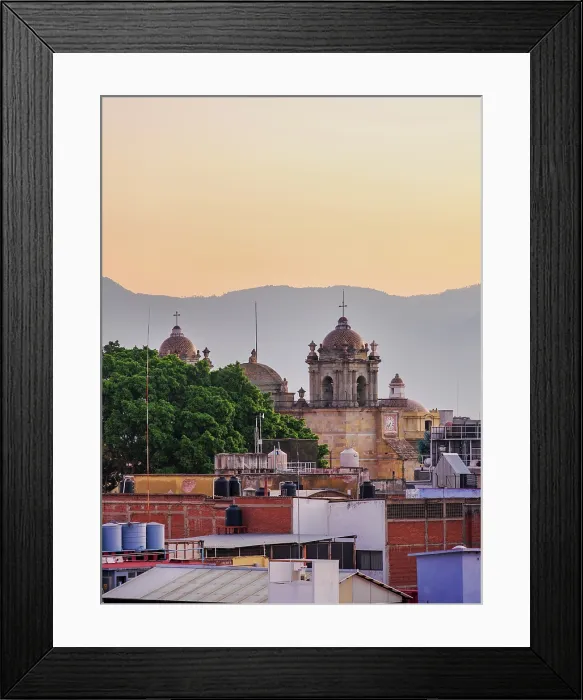 Framed Print : View towards the Cathedral of Our Lady of the Assumption at dawn, Oaxaca de Juarez, Oaxaca State, Mexico Framed Print : View towards the Cathedral of Our Lady of the Assumption at dawn, Oaxaca de Juarez, Oaxaca State, Mexico
