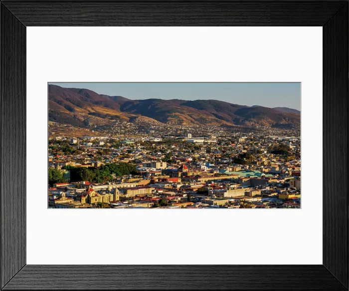 Framed Print : Cityscape seen from Cerro del Fortin at sunset, Oaxaca de Juarez, Oaxaca State, Mexico Framed Print : Cityscape seen from Cerro del Fortin at sunset, Oaxaca de Juarez, Oaxaca State, Mexico