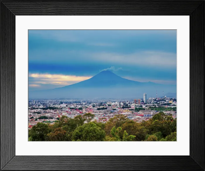 Framed Print : View over the city towards Popocatepetl Volcano, City of Puebla, Puebla State, Mexico Framed Print : View over the city towards Popocatepetl Volcano, City of Puebla, Puebla State, Mexico