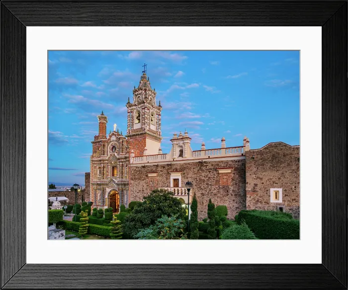 Framed Print : Church of San Francisco Acatepec at dusk, Cholula, Puebla State, Mexico Framed Print : Church of San Francisco Acatepec at dusk, Cholula, Puebla State, Mexico