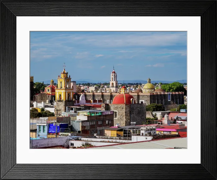 Framed Print : View towards the San Gabriel Franciscan Convent, Cholula, Puebla State, Mexico