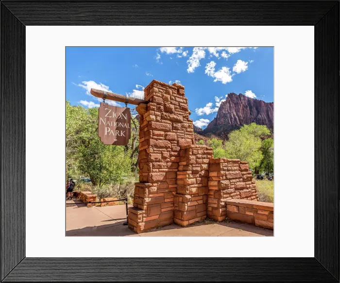 Framed Print : Sign at the entrance to the Zion National Park at Springdale, Utah, USA Framed Print : Sign at the entrance to the Zion National Park at Springdale, Utah, USA