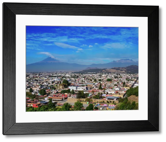 Framed Print : View over the city towards Popocatepetl and Iztaccihuatl Volcanoes, Cholula, Puebla State, Mexico Framed Print : View over the city towards Popocatepetl and Iztaccihuatl Volcanoes, Cholula, Puebla State, Mexico