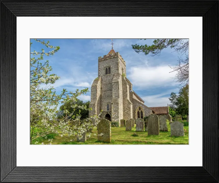 Framed Print : St Peter's Church in the village of Firle, East Sussex, England, UK. It dates from the 12th Century and is still in use today