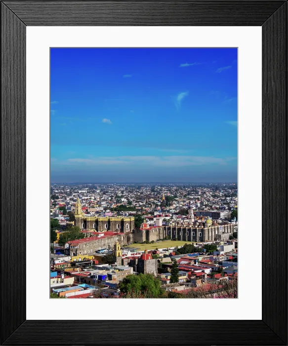 Framed Print : View towards the San Gabriel Franciscan Convent, Cholula, Puebla State, Mexico