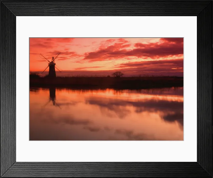 Framed Print : St. Benet's Mill, sunset, Norfolk Broads, Norfolk