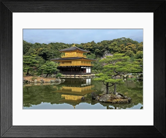 Framed Print : Kinkaku-ji, Temple of the Golden Pavilion, officially named Rokuon-ji, (lit.'Deer Garden Temple'), is a Zen Buddhist temple in Kyoto