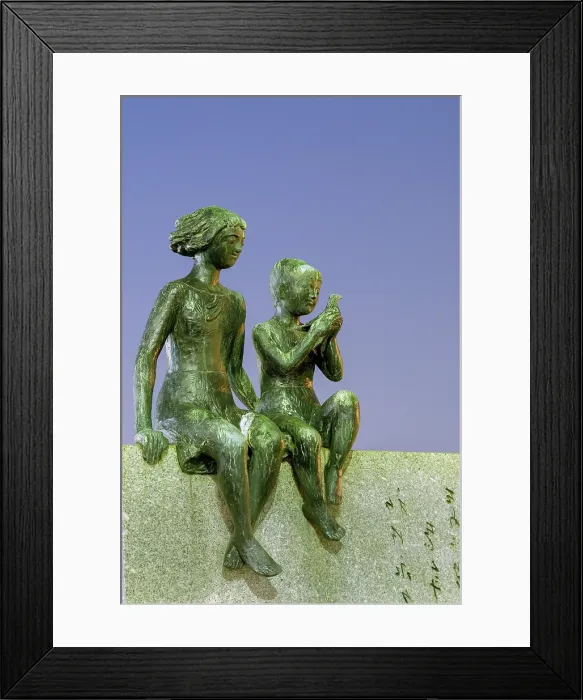 Framed Print : Sculpture at Hiroshima Peace Memorial Park, in memory of the victims of the nuclear attack on August 6, 1945, Hiroshima, Japan Framed Print : Sculpture at Hiroshima Peace Memorial Park, in memory of the victims of the nuclear attack on August 6, 1945, Hiroshima, Japan