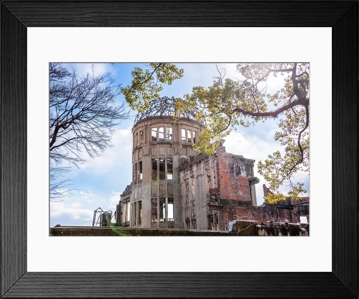 Framed Print : Hiroshima, Japan. Atomic Bomb Dome with lush trees in front of it Framed Print : Hiroshima, Japan. Atomic Bomb Dome with lush trees in front of it