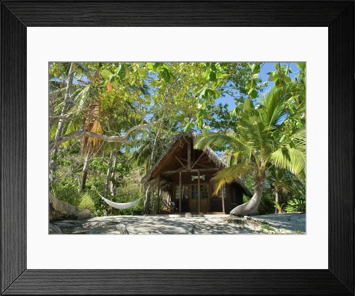 Framed Print : Bungalow on the beach, Constance Lodge, Tsarabanjina island, Mitsio archipelago, Republic of Madagascar, Indian Ocean