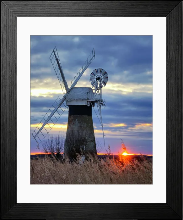 Framed Print : St. Benet's Mill at sunset, Norfolk Broads, Norfolk Framed Print : St. Benet's Mill at sunset, Norfolk Broads, Norfolk