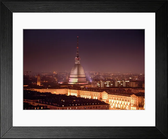 Framed Print : Night Skyline of Turin, street lights at Piazza Vittorio Veneto and Mole Antonelliana, Turin, Italy Framed Print : Night Skyline of Turin, street lights at Piazza Vittorio Veneto and Mole Antonelliana, Turin, Italy