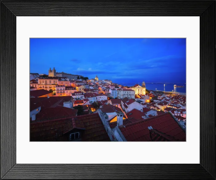 Framed Print : The view from Portas do Sol viewpoint during blue hour, Alfama, Lisbona, Portugal, Western Europe Framed Print : The view from Portas do Sol viewpoint during blue hour, Alfama, Lisbona, Portugal, Western Europe
