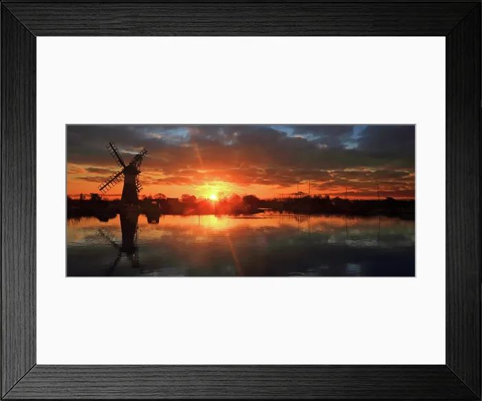Framed Print : Thurne Mill and river Thurne, sunrise, Norfolk Broads Framed Print : Thurne Mill and river Thurne, sunrise, Norfolk Broads