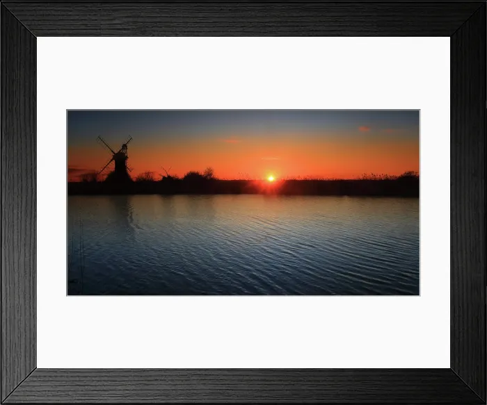 Framed Print : St. Benet's Mill and river Thurne, sunset, Norfolk Broads Framed Print : St. Benet's Mill and river Thurne, sunset, Norfolk Broads