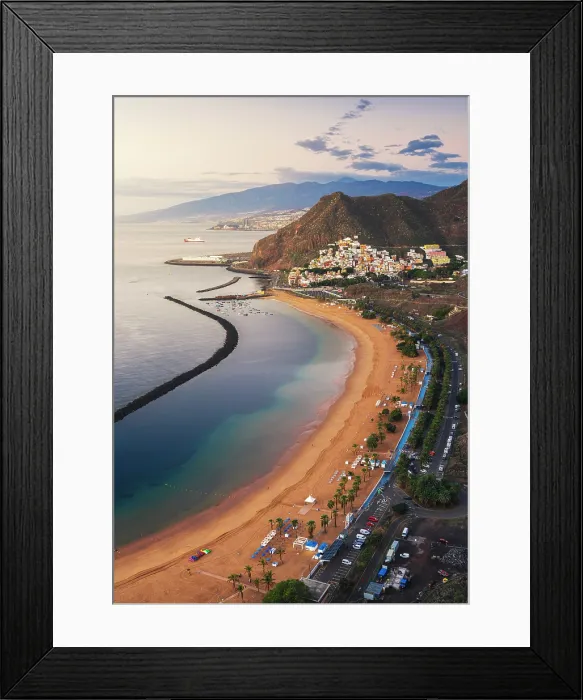 Framed Print : Las Teresitas beach and San Andres at sunrise, Santa Cruz de Tenerife, Tenerife, Canary Islands, Macaronesia, Spain, Western Europe Framed Print : Las Teresitas beach and San Andres at sunrise, Santa Cruz de Tenerife, Tenerife, Canary Islands, Macaronesia, Spain, Western Europe
