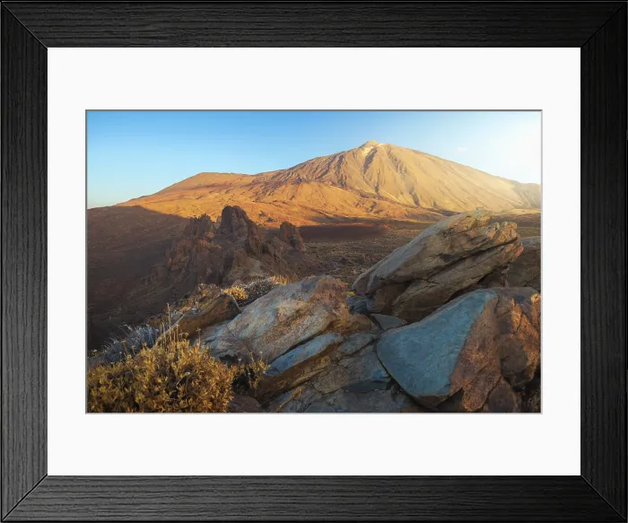 Framed Print : The view of Teide volcano from La Ruleta viewpoint during sunrise, Teide National Park, La Orotava, Santa Cruz de Tenerife, Tenerife, Canary Islands, Macaronesia, Spain