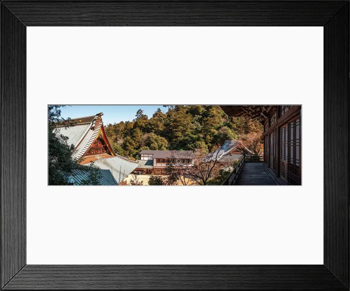 Framed Print : Panoramic view over the Daishoin temple area in Miyajima, Hiroshima, Japan