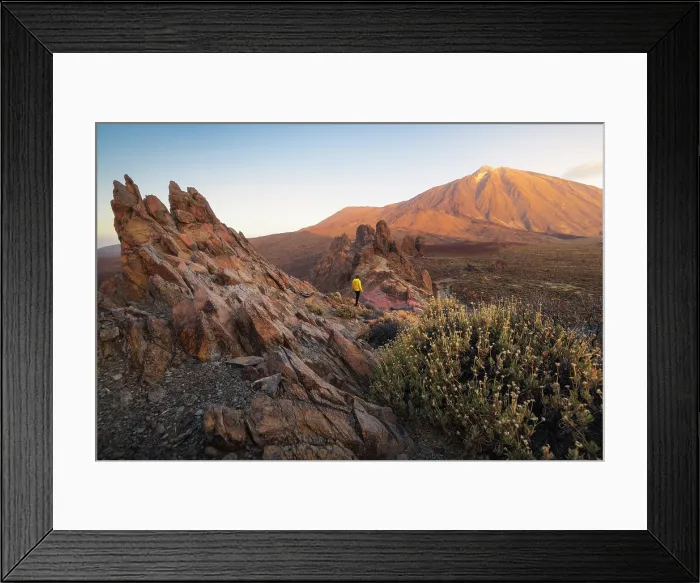 Framed Print : A tourist observes Teide volcano from La Ruleta viewpoint during sunrise, Teide National Park, La Orotava, Santa Cruz de Tenerife, Tenerife, Canary Islands, Macaronesia, Spain Framed Print : A tourist observes Teide volcano from La Ruleta viewpoint during sunrise, Teide National Park, La Orotava, Santa Cruz de Tenerife, Tenerife, Canary Islands, Macaronesia, Spain