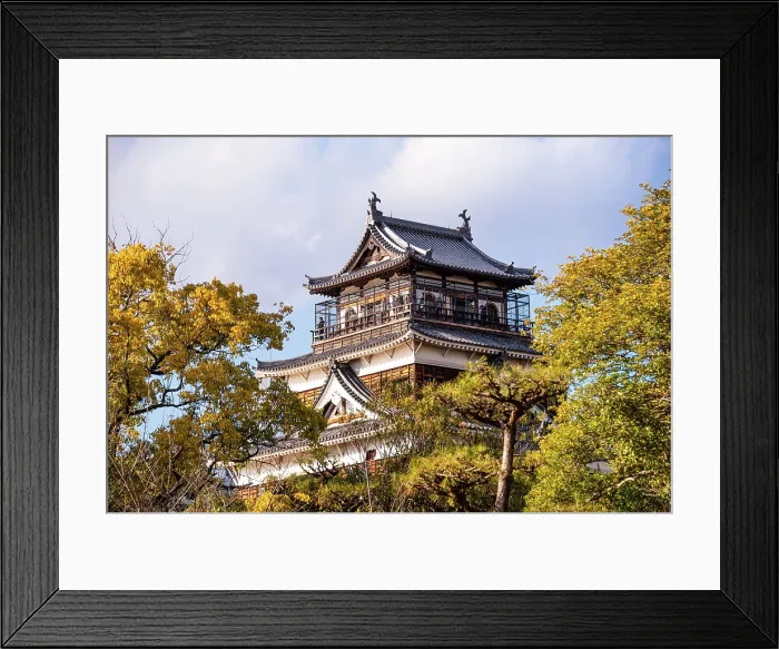 Framed Print : Hiroshima Castle main tower in yellow autumnal leaves. Hiroshima, Japan Framed Print : Hiroshima Castle main tower in yellow autumnal leaves. Hiroshima, Japan