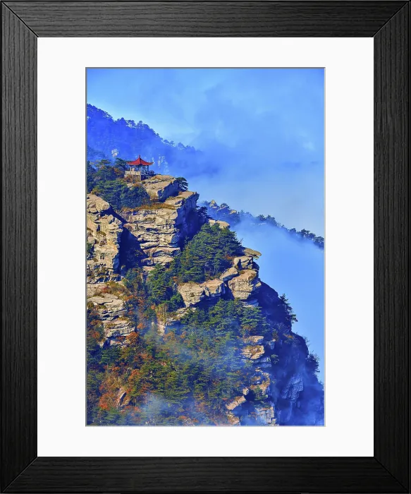 Framed Print : Wangjiang Pavilion from afar among rising clouds in Lushan (Mount Lu), Jiujiang City, Jiangxi, China Framed Print : Wangjiang Pavilion from afar among rising clouds in Lushan (Mount Lu), Jiujiang City, Jiangxi, China