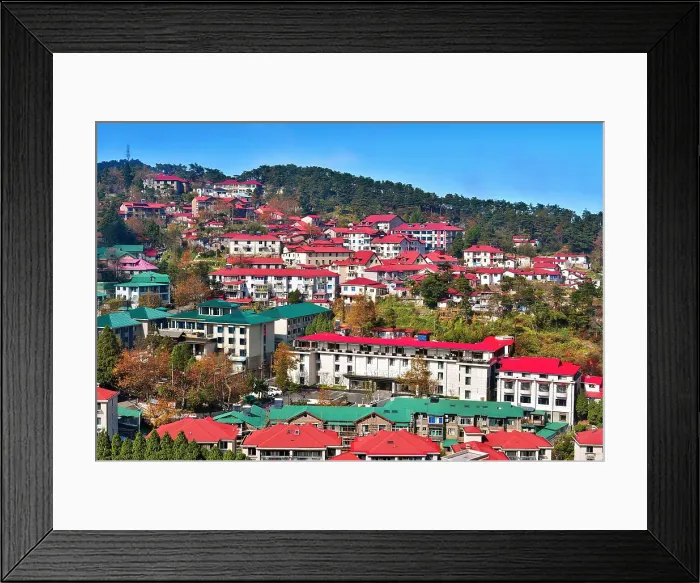 Framed Print : View of the town in Lushan (Mount Lu), Jiujiang City, Jiangxi, China