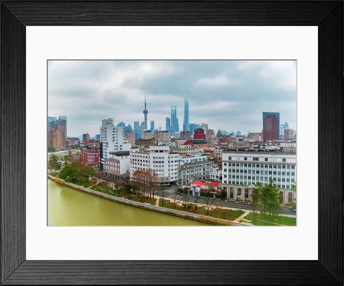 Framed Print : Shanghai city skyline by the Suzhou Creek, Shanghai, China Framed Print : Shanghai city skyline by the Suzhou Creek, Shanghai, China