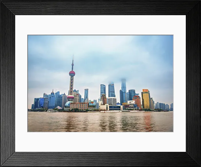 Framed Print : Skyline of Lujiazui on a foggy day in Shanghai, China. Lujiazui is the financial district of Shanghai Framed Print : Skyline of Lujiazui on a foggy day in Shanghai, China. Lujiazui is the financial district of Shanghai
