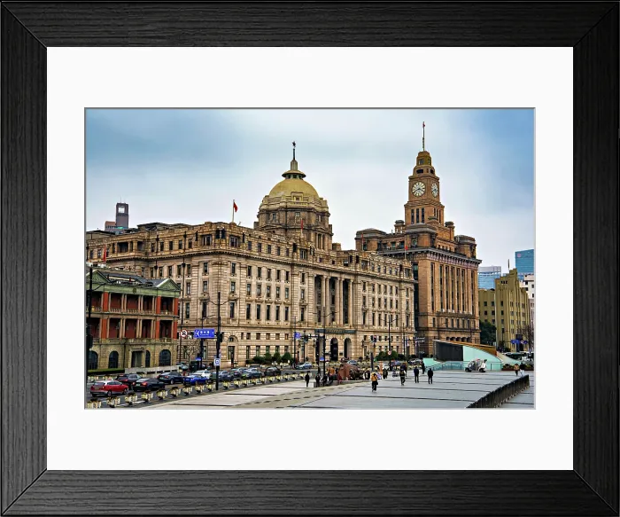 Framed Print : Heritage buildings along the Bund on an overcast day, Shanghai, China Framed Print : Heritage buildings along the Bund on an overcast day, Shanghai, China