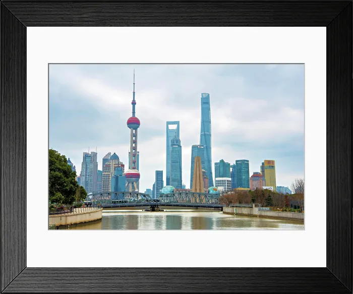 Framed Print : Skyline of Lujiazui viewed from Suzhou Creek, Shanghai, China. Lujiazui is the financial district of Shanghai Framed Print : Skyline of Lujiazui viewed from Suzhou Creek, Shanghai, China. Lujiazui is the financial district of Shanghai