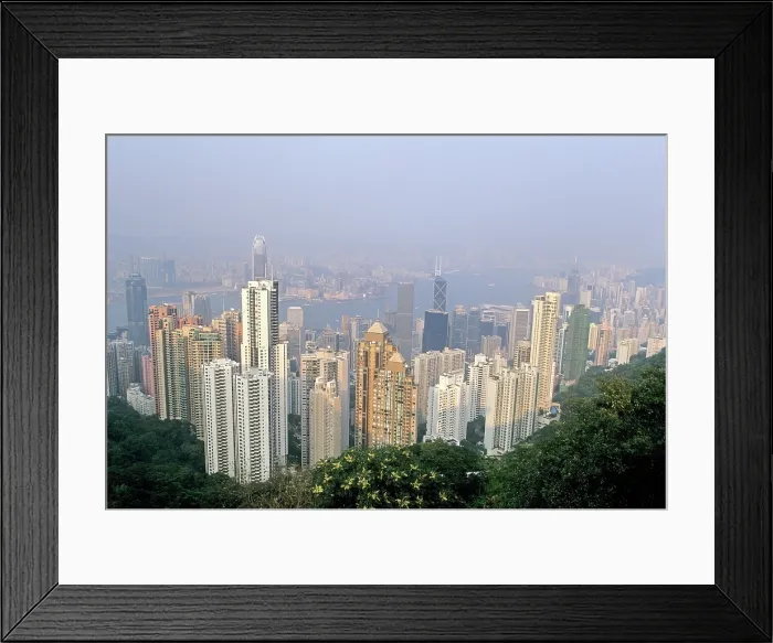 Framed Print : A view from Victoria Peak, looking north over Central district, the harbour and Kowloon, Hong-Kong Island, People's Republic of China, Asia