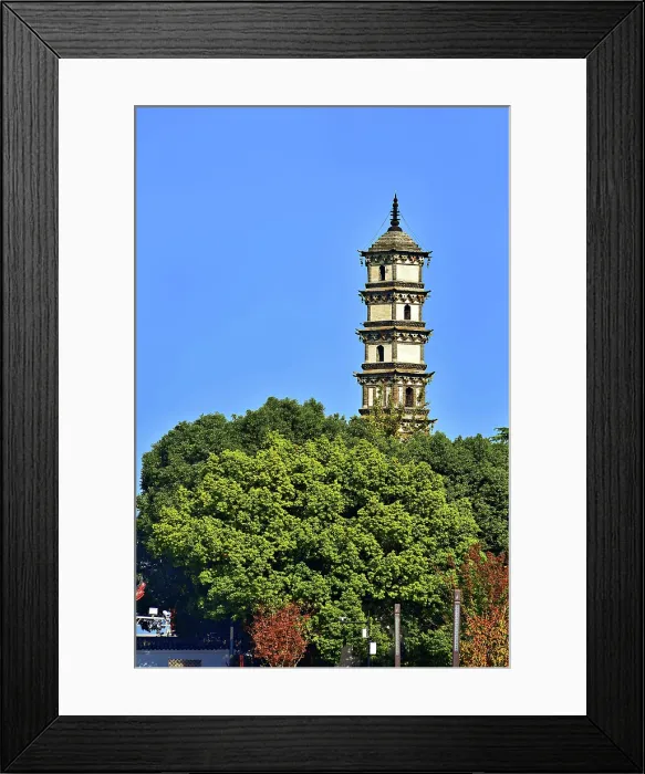 Framed Print : River Locking Tower Pagoda (Suojiang Pagoda), Jiujiang City, Jiangxi Province, China