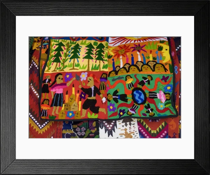 Framed Print : Handmade fabrics for sale in the market, Panajachel, Lake Atitlan, Guatemala Framed Print : Handmade fabrics for sale in the market, Panajachel, Lake Atitlan, Guatemala