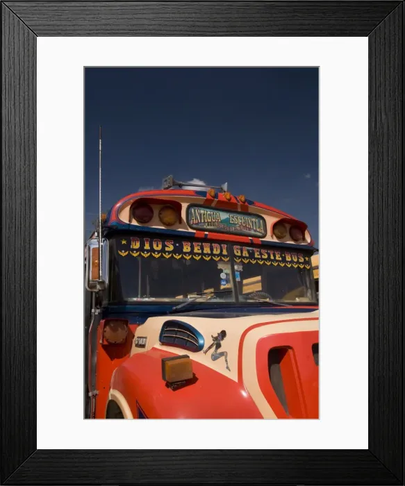 Framed Print : The colorful chicken bus of Guatemala, Antigua, Guatemala, Central America Framed Print : The colorful chicken bus of Guatemala, Antigua, Guatemala, Central America