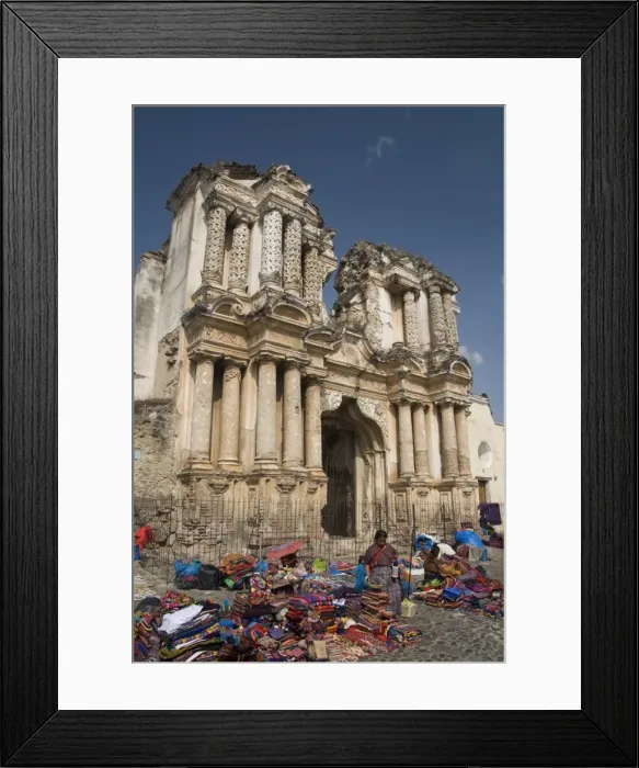 Framed Print : The ruins of the Hermitage of El Carmen and local market in foreground Framed Print : The ruins of the Hermitage of El Carmen and local market in foreground