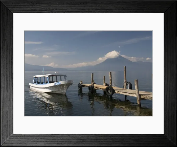 Framed Print : Tour boat near Panajachel, San Pedro Volcano in the background, Lake Atitlan Framed Print : Tour boat near Panajachel, San Pedro Volcano in the background, Lake Atitlan