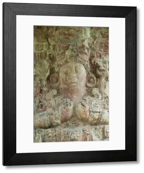Framed Print : Stela C dating from 730 AD, Copan Archaeological Park, UNESCO World Heritage Site
