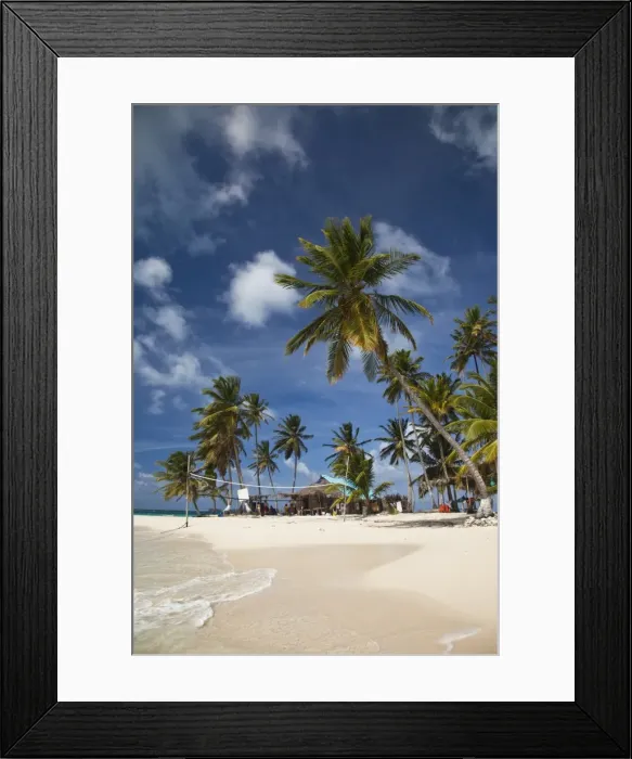 Framed Print : Beach and palm trees on Dog Island in the San Blas Islands, Panama, Central America Framed Print : Beach and palm trees on Dog Island in the San Blas Islands, Panama, Central America