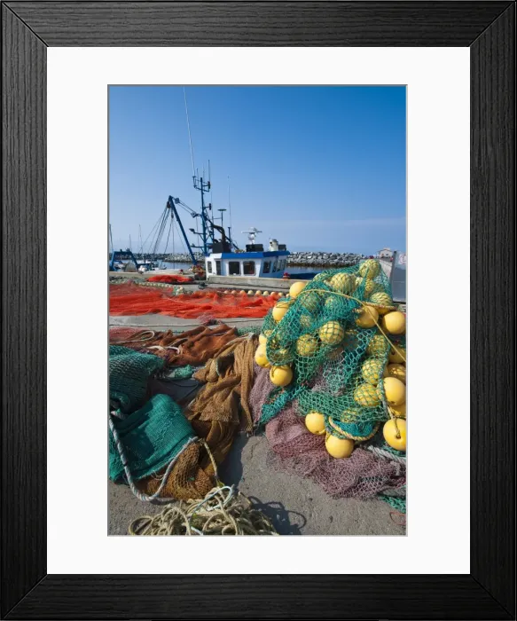 Framed Print : Fishing nets, Sainte Anne des Monts, Quebec, Canada, North America Framed Print : Fishing nets, Sainte Anne des Monts, Quebec, Canada, North America