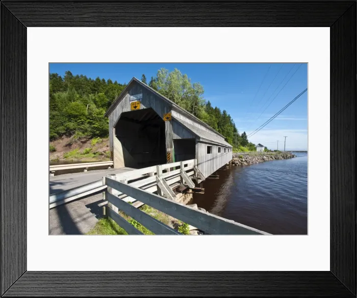 Framed Print : Irish River covered bridge St. Martins, New Brunswick, Canada, North America Framed Print : Irish River covered bridge St. Martins, New Brunswick, Canada, North America
