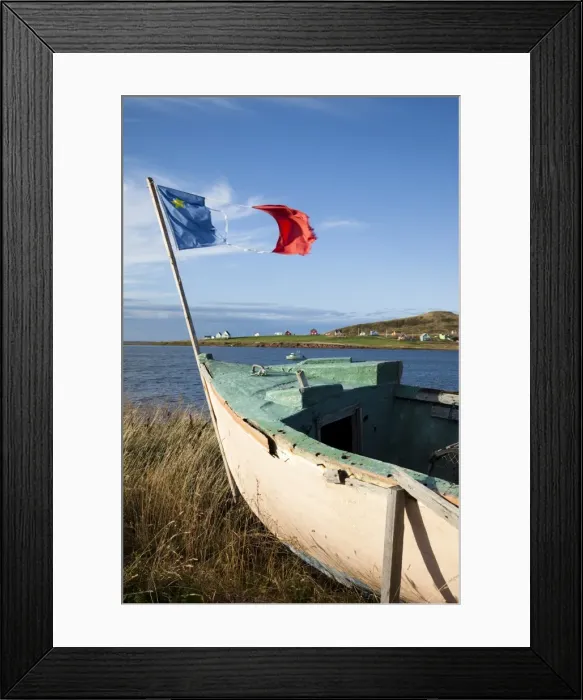 Framed Print : Boat on island in Gulf of St. Lawrence, Iles de la Madeleine (Magdalen Islands) Framed Print : Boat on island in Gulf of St. Lawrence, Iles de la Madeleine (Magdalen Islands)