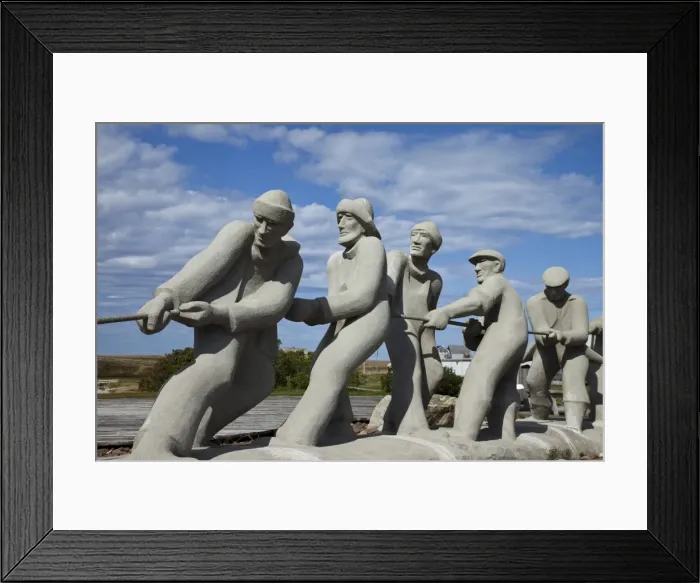 Framed Print : Sculpture of fishermen on island in the Gulf of St. Lawrence, Iles de la Madeleine Framed Print : Sculpture of fishermen on island in the Gulf of St. Lawrence, Iles de la Madeleine