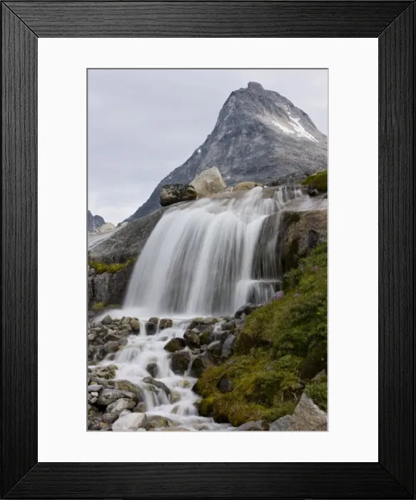 Framed Print : Waterfall, Prince Christian Sund, Greenland, Arctic, Polar Regions Framed Print : Waterfall, Prince Christian Sund, Greenland, Arctic, Polar Regions