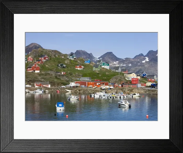 Framed Print : Harbour and village, Ammassalik, Greenland, Arctic, Polar Regions Framed Print : Harbour and village, Ammassalik, Greenland, Arctic, Polar Regions
