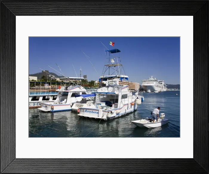 Framed Print : Fishing boats on the Malecon, Acapulco City, State of Guerrero, Mexico, North America Framed Print : Fishing boats on the Malecon, Acapulco City, State of Guerrero, Mexico, North America