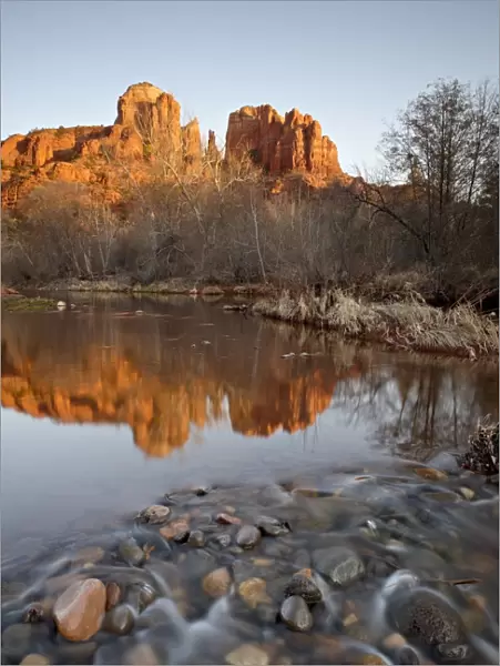 Cathedral Rock reflected in Oak Creek, Crescent Moon Picnic Area, Coconino National Forest