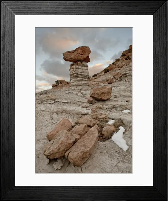 Framed Print : Balanced rock in Plaza Blanca Badlands (The Sierra Negra Badlands), New Mexico Framed Print : Balanced rock in Plaza Blanca Badlands (The Sierra Negra Badlands), New Mexico